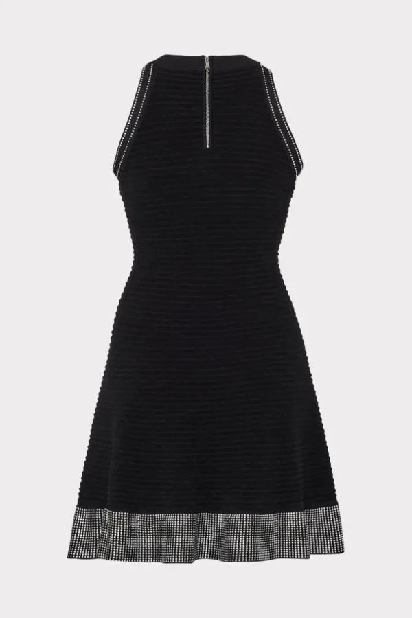 Flash Sale MILLY Crystal Trim Knit Mini Dress Black