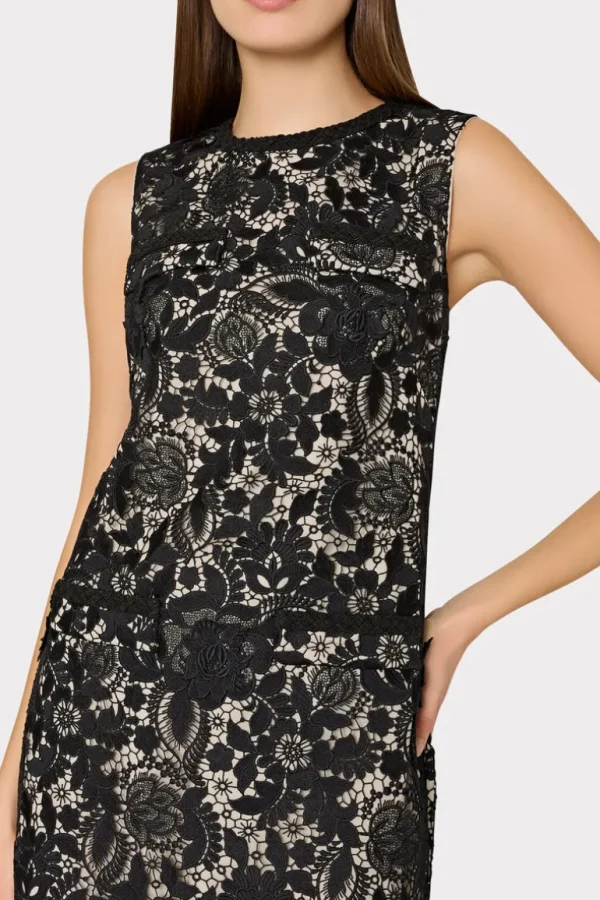 Hot MILLY 3D Garden Lace Sleeveless Mini Dress Black