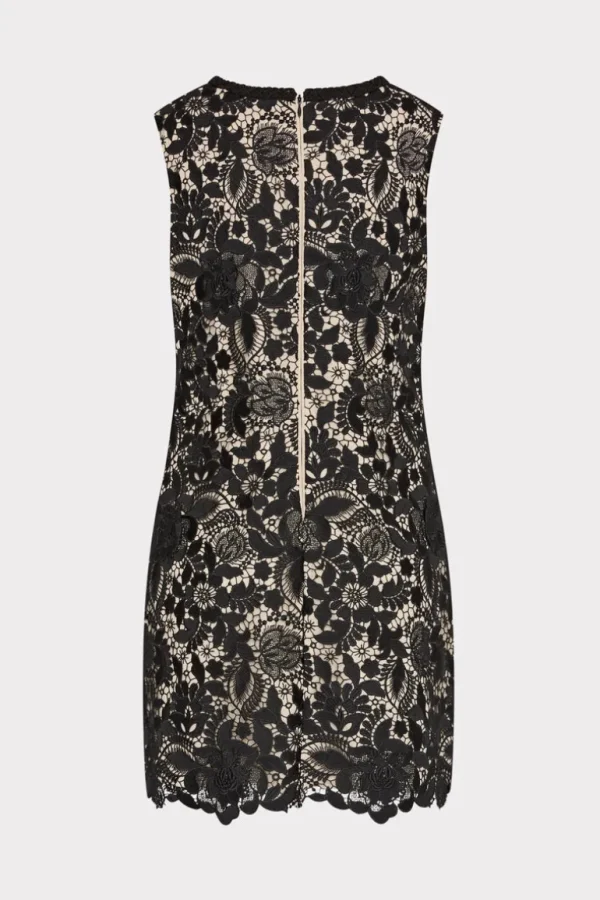 Hot MILLY 3D Garden Lace Sleeveless Mini Dress Black