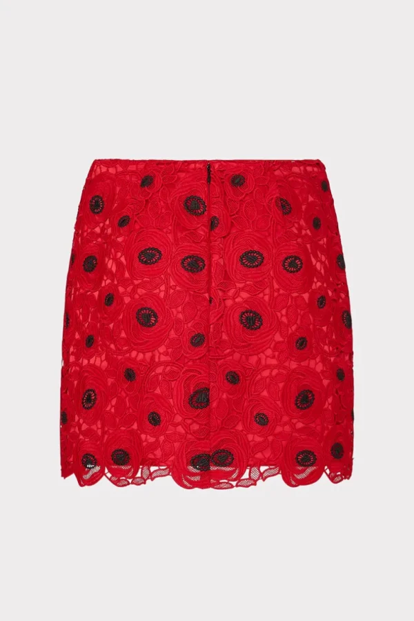Flash Sale MILLY Embroidered Lace Modern Mini Skirt Red/Black