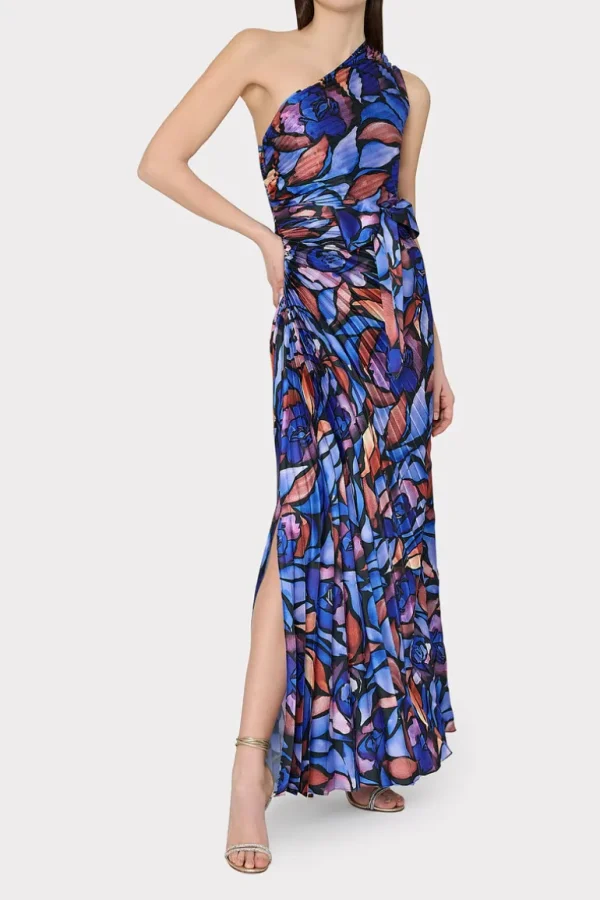 Store MILLY Estelle Dream Rose Satin Dress Dream Rose Blue