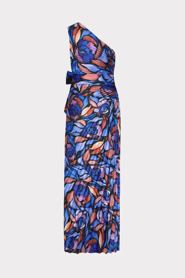 Store MILLY Estelle Dream Rose Satin Dress Dream Rose Blue