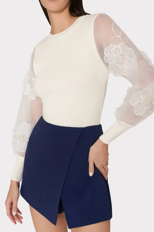 Cheap MILLY Evalyn Crepe Skort Navy