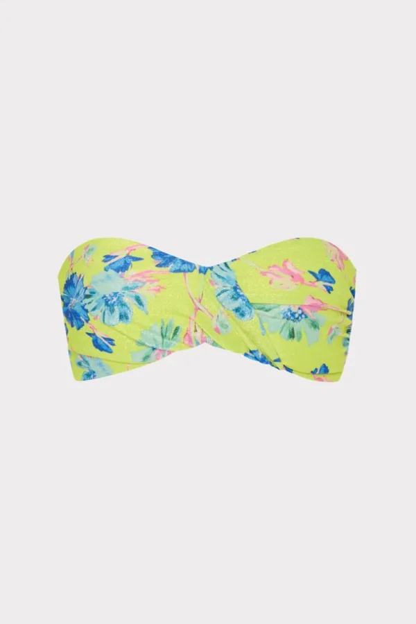 Fashion MILLY Floating Cosmos Twist Bandeau Top Neon Yellow