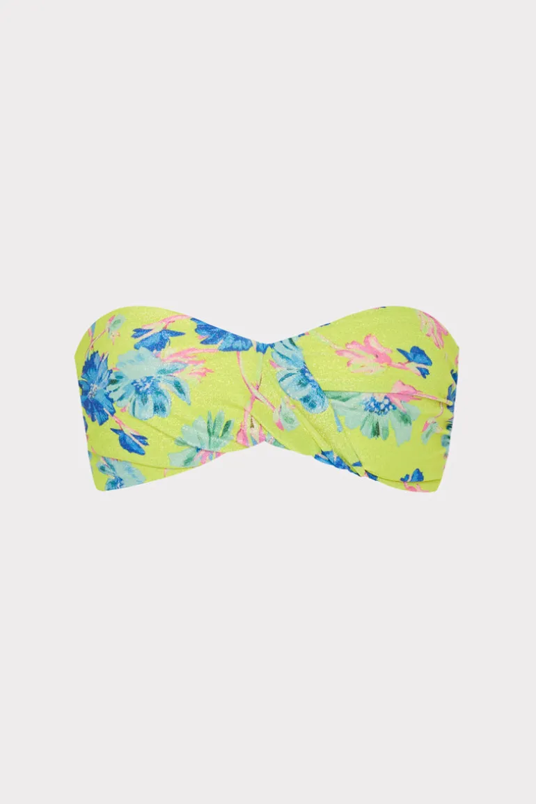 floating_cosmos_twist_ban_0.webp Fashion MILLY Floating Cosmos Twist Bandeau Top Neon Yellow