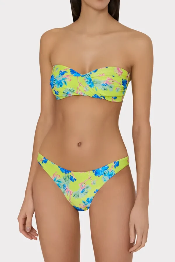Fashion MILLY Floating Cosmos Twist Bandeau Top Neon Yellow