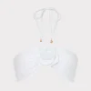 Outlet MILLY Floral Applique Halter Bikini Top White