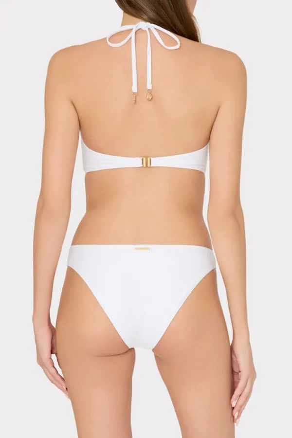 Outlet MILLY Floral Applique Halter Bikini Top White