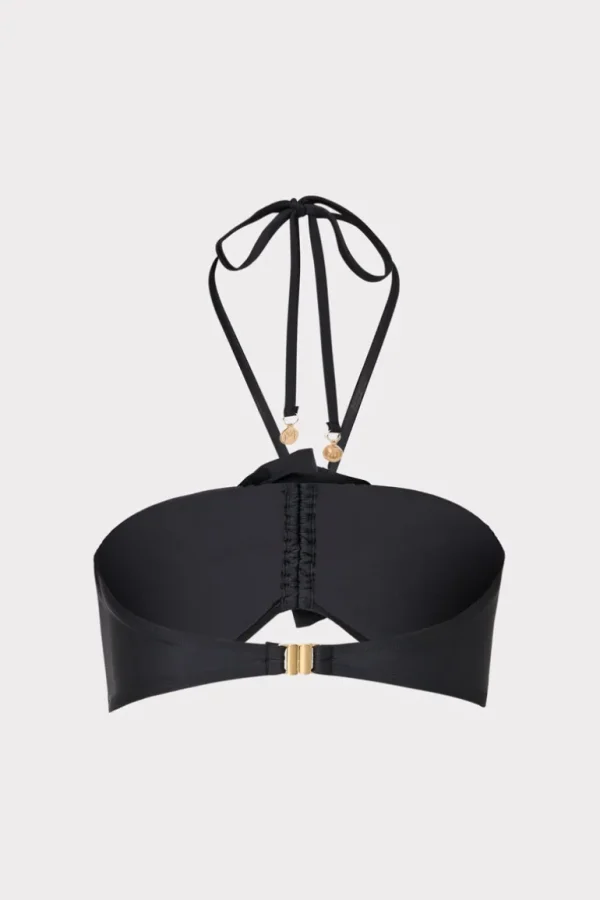 Online MILLY Floral Applique Halter Bikini Top Black