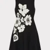 Best Sale MILLY Floral Flare Knit Mini Dress Black/Ecru