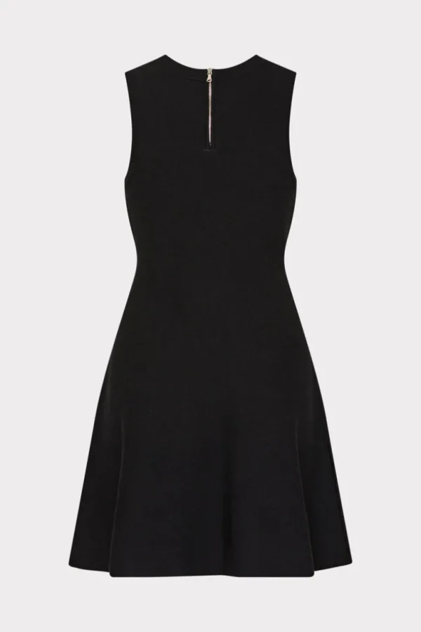 Best Sale MILLY Floral Flare Knit Mini Dress Black/Ecru