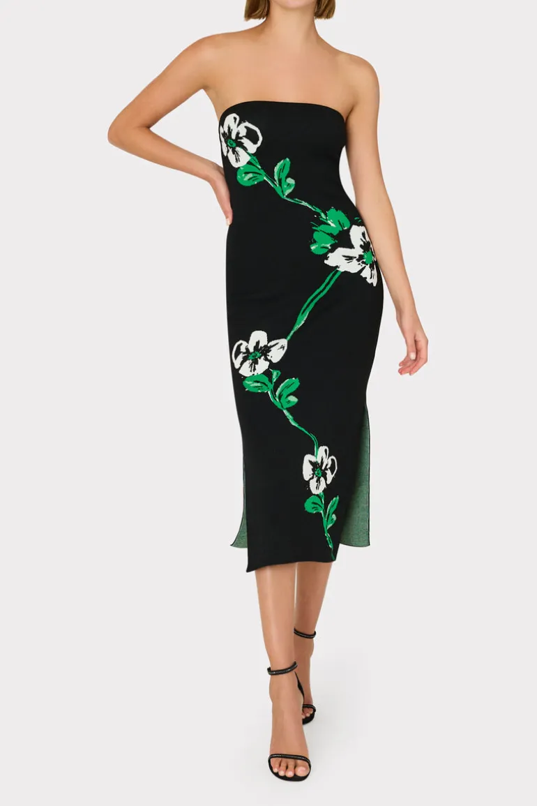 floral_jacquard_strapless_1.webp Cheap MILLY Floral Jacquard Strapless Midi Dress Black Multi
