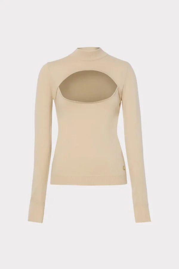 Discount MILLY Front Cut Out Turtleneck Caramel