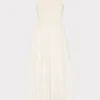 Best MILLY Geo Eyelet Knit Combo Midi Dress Ecru