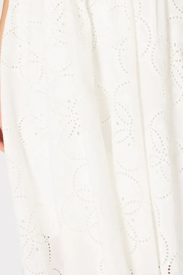 Best MILLY Geo Eyelet Knit Combo Midi Dress Ecru