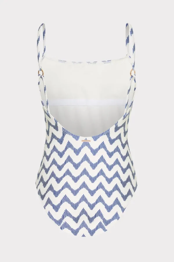 Discount MILLY Grace Barcelona Chevron One Piece White/Blue