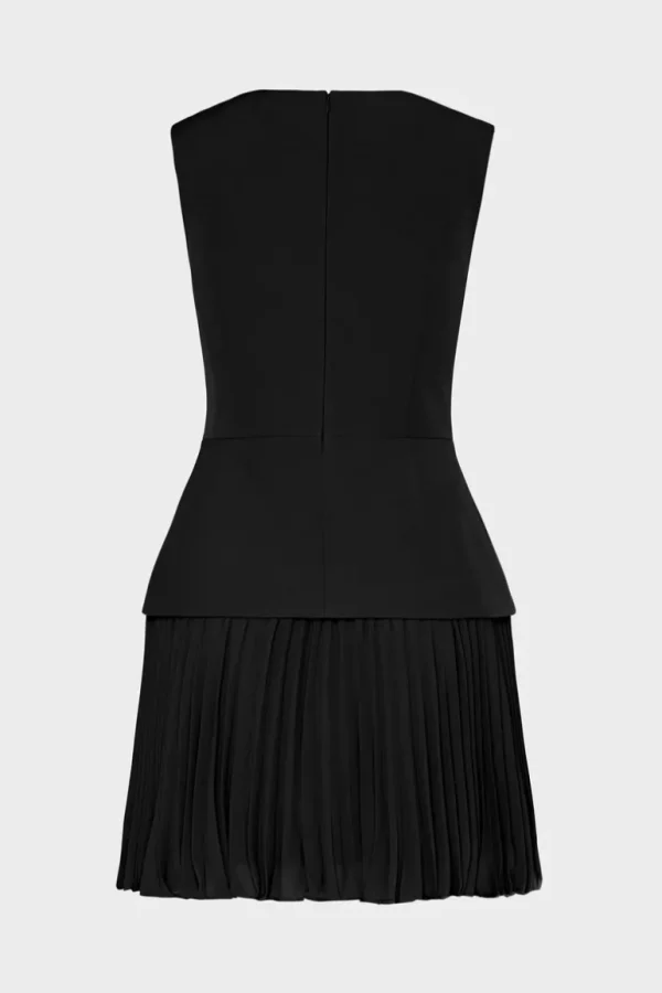 Fashion MILLY Haddy Pleated Mini Dress Black