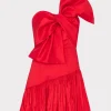 Best MILLY Harley Bow Taffeta Mini Dress Red