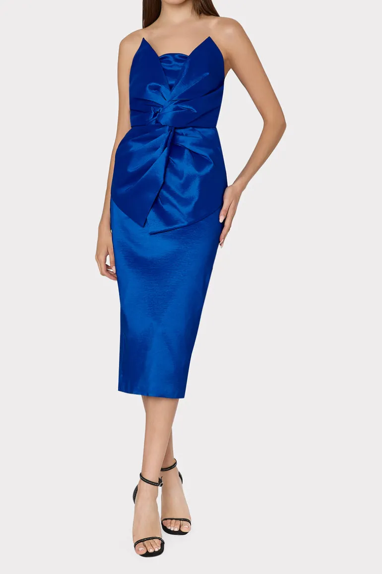 harlow_bow_taffeta_strapl_1.webp Store MILLY Harlow Bow Taffeta Strapless Dress Blue