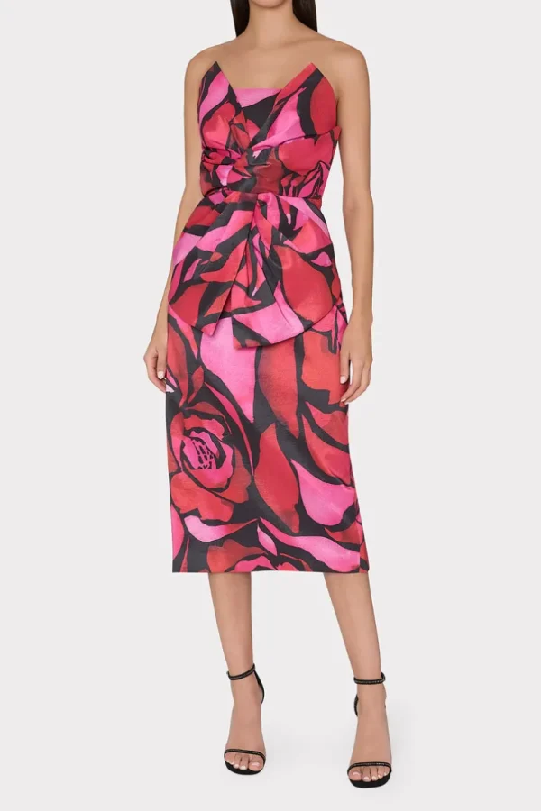 Shop MILLY Harlow Dream Rose Strapless Taffeta Dress Dream Rose Pink