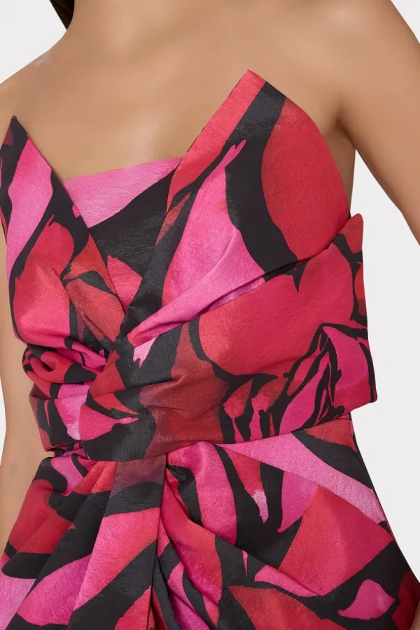 Shop MILLY Harlow Dream Rose Strapless Taffeta Dress Dream Rose Pink