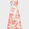 Cheap MILLY Hayden Floraison Rouge Organza Dress Red Multi