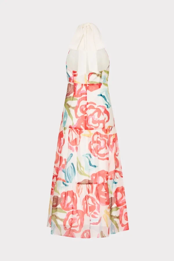 Cheap MILLY Hayden Floraison Rouge Organza Dress Red Multi