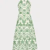Store MILLY Hayden Scallop Eyelet Dress White/Green