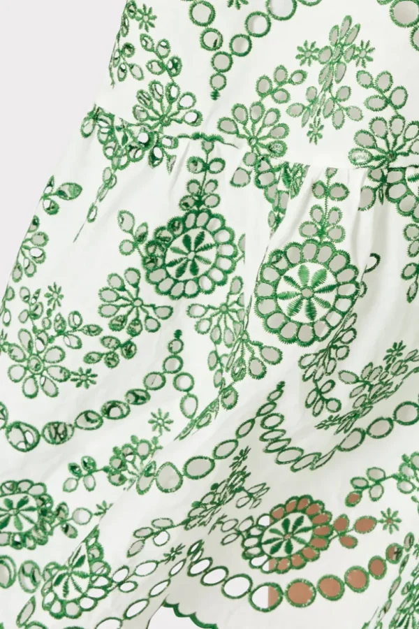 Store MILLY Hayden Scallop Eyelet Dress White/Green