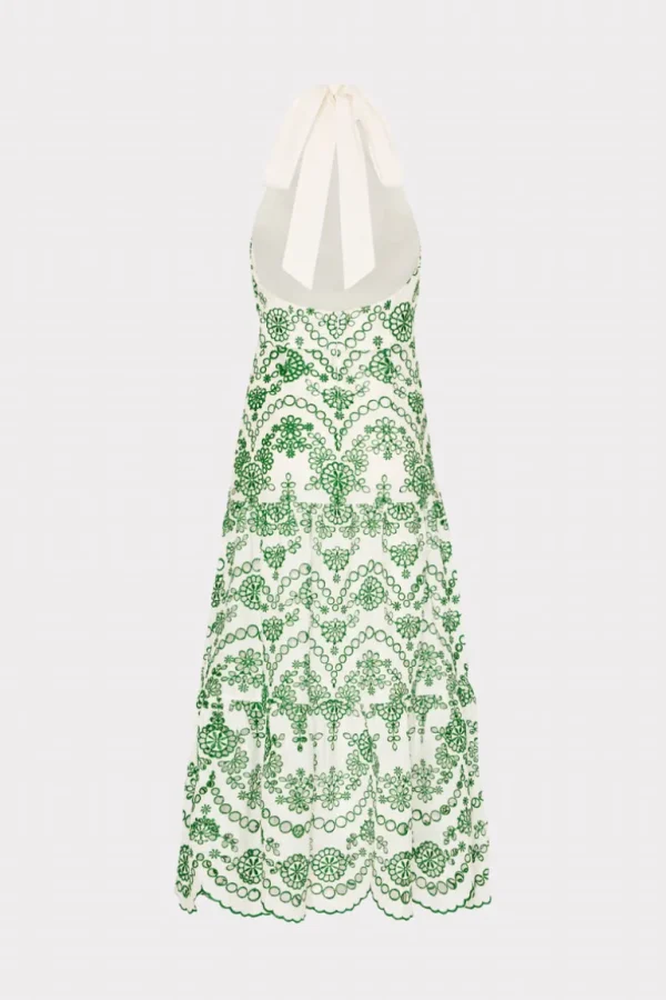 Store MILLY Hayden Scallop Eyelet Dress White/Green