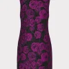 Store MILLY Ilectra Rose Jacquard Shift Mini Dress Black/Purple
