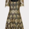 Online MILLY Ilisa Lace Godet Mini Dress Gold