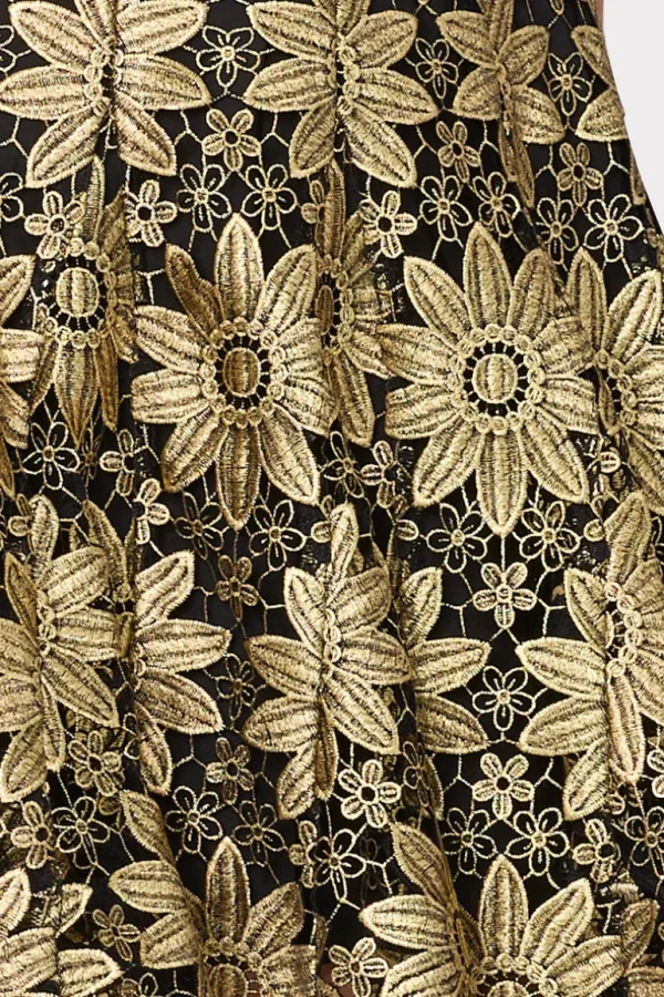 Online MILLY Ilisa Lace Godet Mini Dress Gold