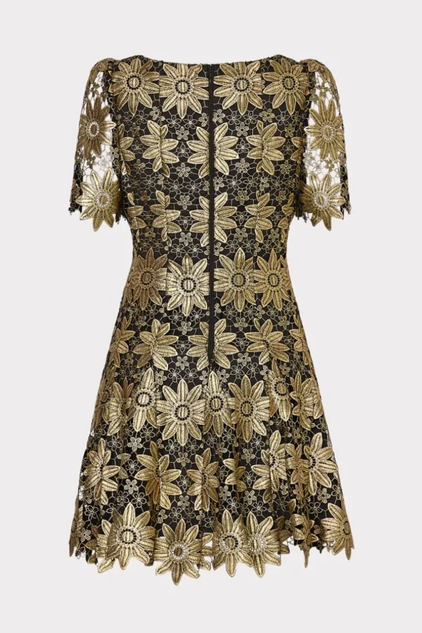 Online MILLY Ilisa Lace Godet Mini Dress Gold