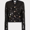 Discount MILLY Iman Sequin Knit Cardigan Black