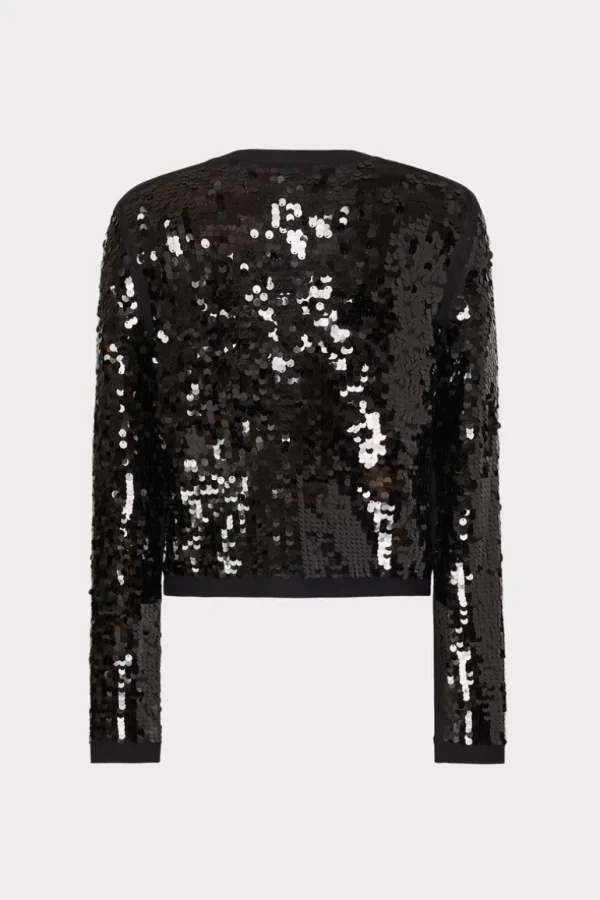 Discount MILLY Iman Sequin Knit Cardigan Black