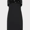 Sale MILLY Indy Crystal Embellished Mini Dress Black/Silver