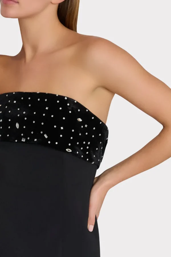 Sale MILLY Indy Crystal Embellished Mini Dress Black/Silver