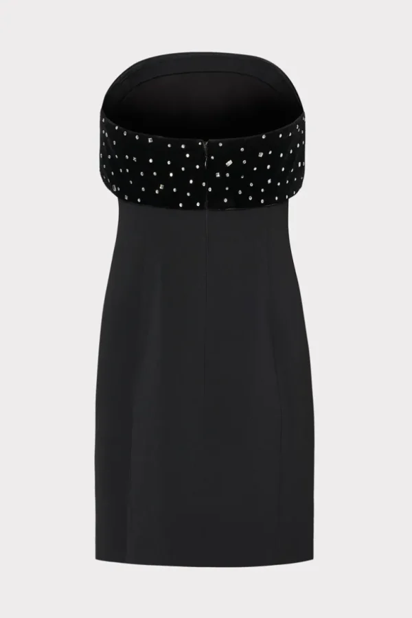 Sale MILLY Indy Crystal Embellished Mini Dress Black/Silver