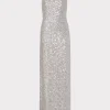 Discount MILLY Ishani Sequins Slip Dress Grey