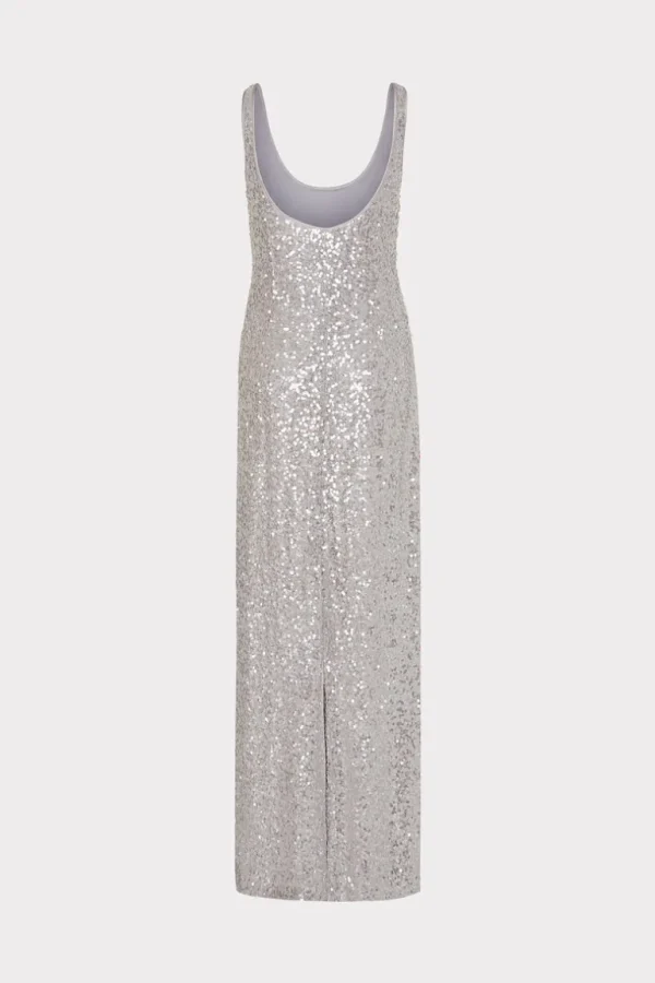 Discount MILLY Ishani Sequins Slip Dress Grey