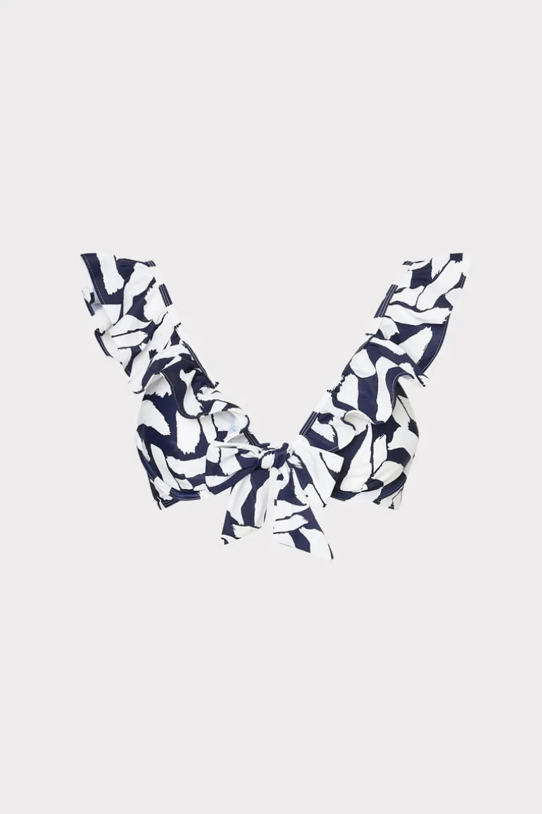 italian_graphic_brushstro_0.webp Flash Sale MILLY Italian Graphic Brushstroke Ruffle Bikini Top Navy/Ecru