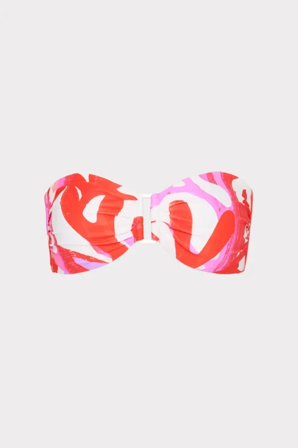 Flash Sale MILLY Italian Under The Sea Bandeau Bikini Top Pink Multi