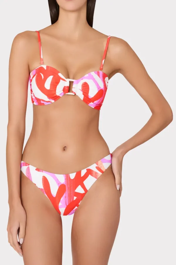 Flash Sale MILLY Italian Under The Sea Bandeau Bikini Top Pink Multi