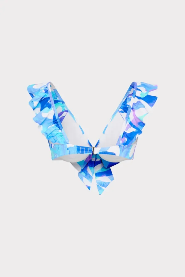 Best Sale MILLY Italian Under The Sea Ruffle Bikini Top Blue Multi