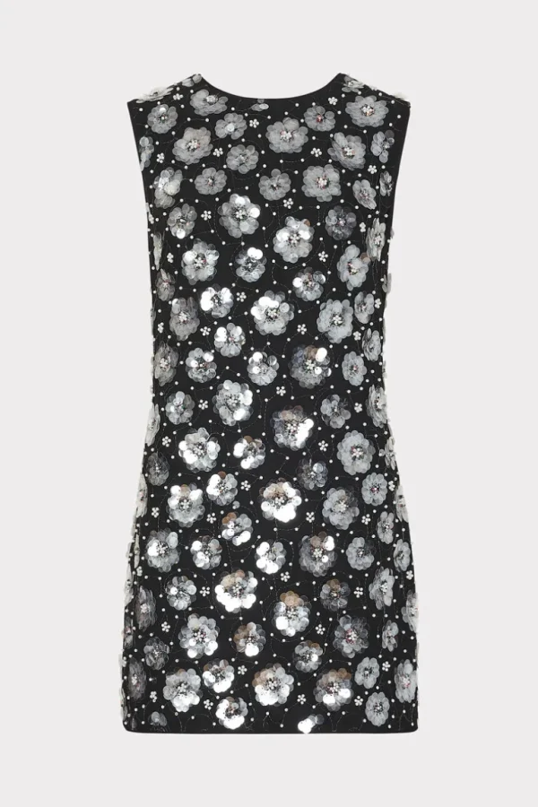 Flash Sale MILLY Ivette Fleur Paillette Shift Mini Dress Black Multi
