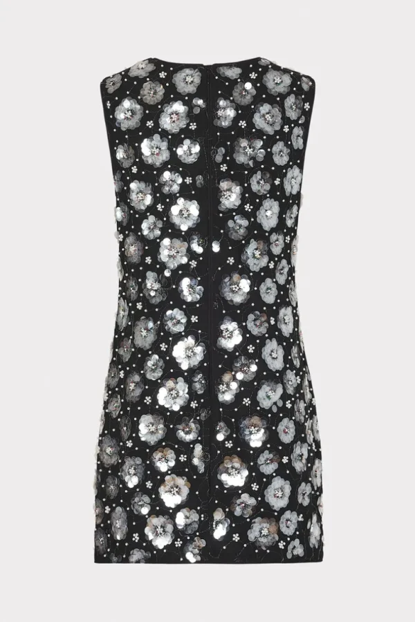 Flash Sale MILLY Ivette Fleur Paillette Shift Mini Dress Black Multi