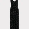 Best MILLY Ivy Velvet Crystal Embellished Slip Dress Black/Silver