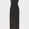 Fashion MILLY Izabela Beaded Sequin Column Dress Black/Rainbow