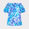 Best Sale MILLY Jamie Under The Sea Off The Shoulder Mini Dress Blue Multi